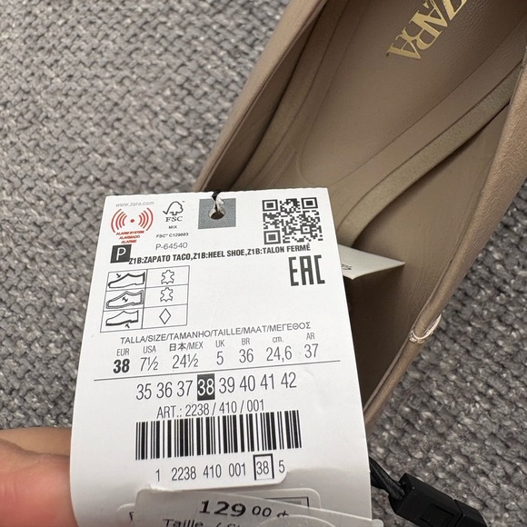 BRAND NEW ZARA LEATHER HEELS 38 with tag on (no box )! - Picture 9 of 12